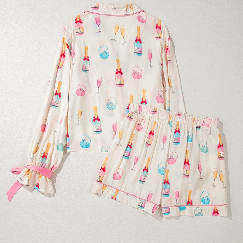 NEW NEVER WORN Chic Champagne Print Pajama Set - Picture 2 of 4